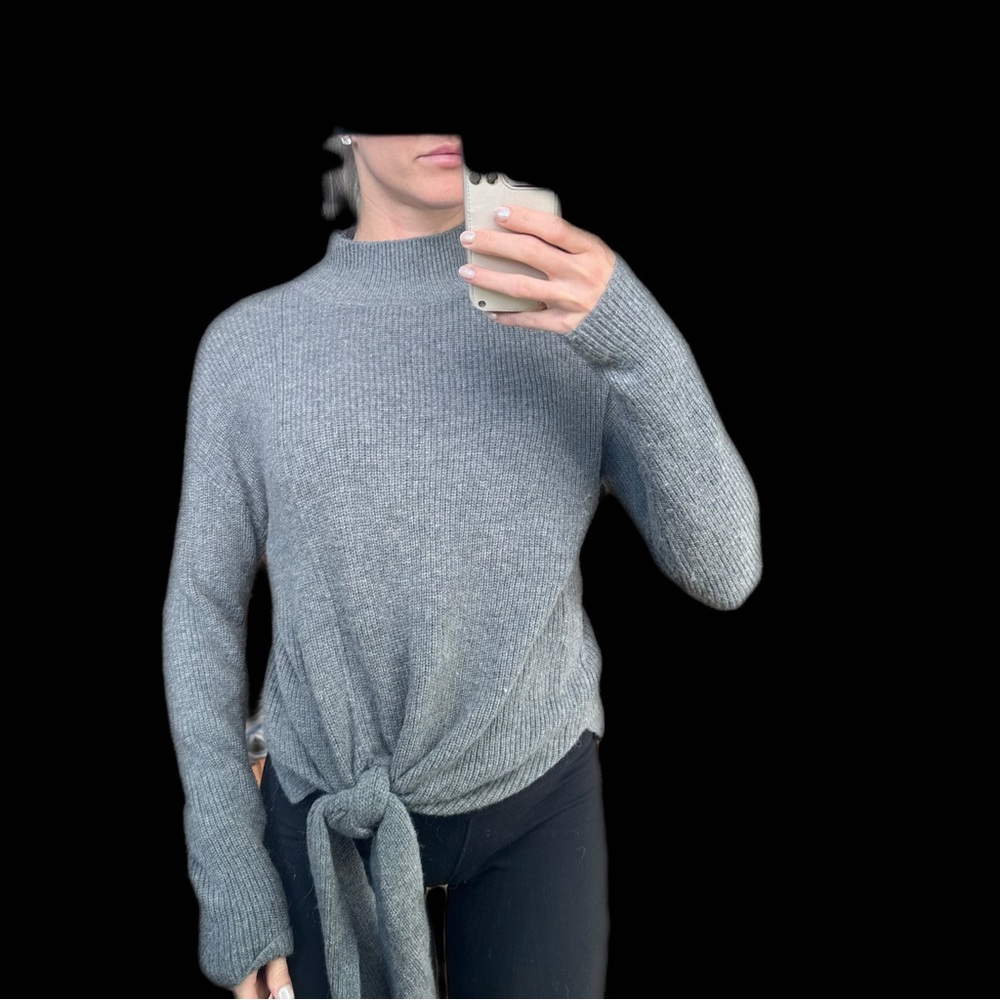 HALOGEN grey tie sweater